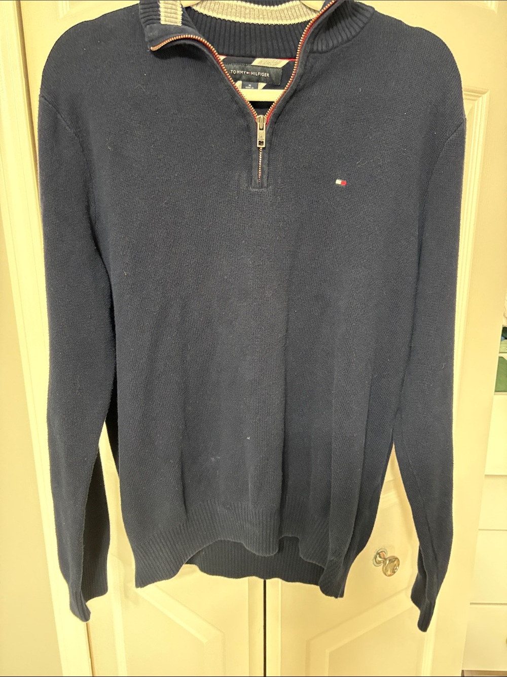 Tommy Hilfiger Navy Half-Zip Sweater with Flag Logo